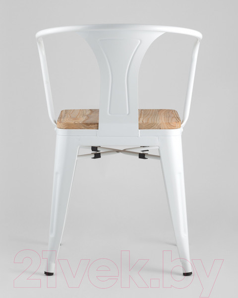 Изображение товара Стул Stool Group Tolix Arm Wood / YD-H440AR-W LG-02 (белый глянцевый/светлое дерево)