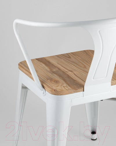 Изображение товара Стул Stool Group Tolix Arm Wood / YD-H440AR-W LG-02 (белый глянцевый/светлое дерево)