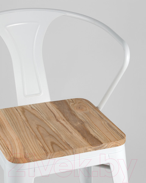 Изображение товара Стул Stool Group Tolix Arm Wood / YD-H440AR-W LG-02 (белый глянцевый/светлое дерево)