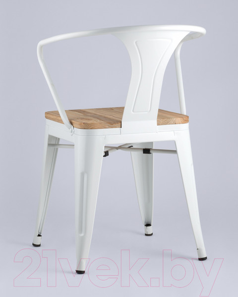 Изображение товара Стул Stool Group Tolix Arm Wood / YD-H440AR-W LG-02 (белый глянцевый/светлое дерево)