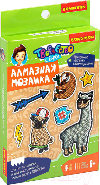 Изображение товара Набор алмазной вышивки Bondibon Наклейки Лама / ВВ4769