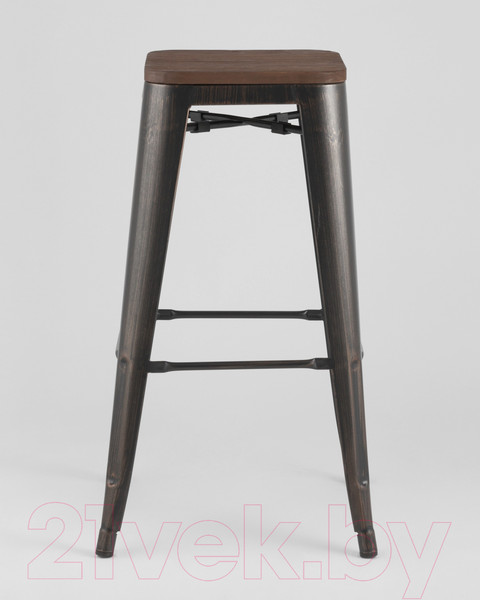Изображение товара Табурет барный Stool Group Tolix Wood / YD-H765-W MS-01-1 (черный/патина золото/темное дерево)
