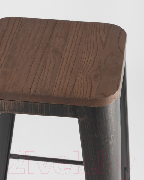 Изображение товара Табурет барный Stool Group Tolix Wood / YD-H765-W MS-01-1 (черный/патина золото/темное дерево)