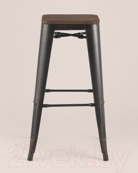 Изображение товара Табурет барный Stool Group Tolix Wood / YD-H765-W MS-01-1 (черный/патина золото/темное дерево)