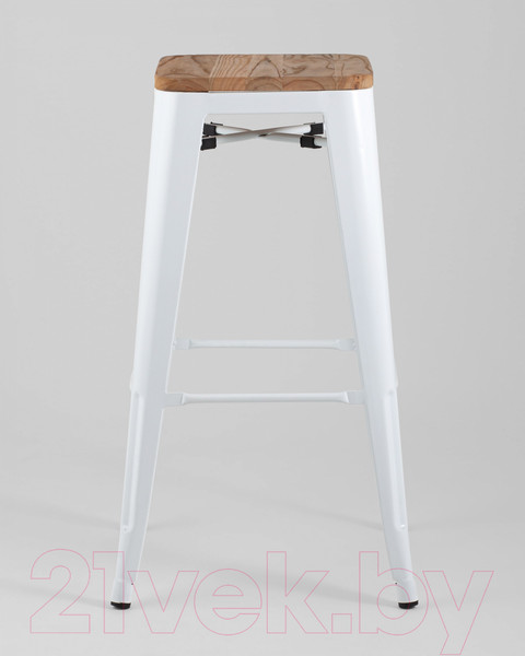 Изображение товара Табурет барный Stool Group Tolix Wood / YD-H765-W LG-02 (белый глянцевый/светлое дерево)