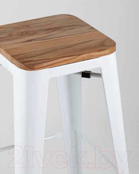 Изображение товара Табурет барный Stool Group Tolix Wood / YD-H765-W LG-02 (белый глянцевый/светлое дерево)