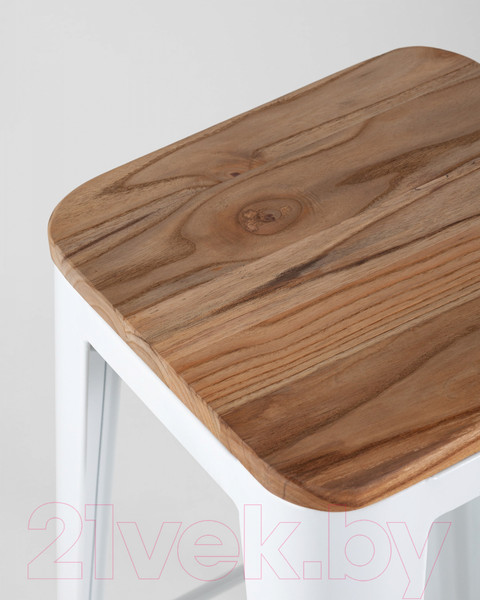 Изображение товара Табурет барный Stool Group Tolix Wood / YD-H765-W LG-02 (белый глянцевый/светлое дерево)