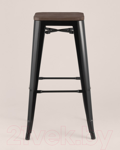 Изображение товара Табурет барный Stool Group Tolix Wood / YD-H765-W LG-01 (черный глянцевый/темное дерево)