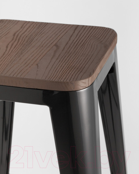 Изображение товара Табурет барный Stool Group Tolix Wood / YD-H765-W LG-01 (черный глянцевый/темное дерево)