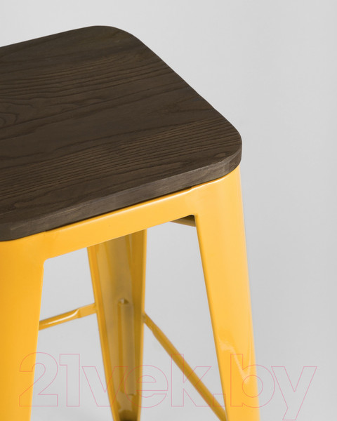 Изображение товара Табурет барный Stool Group Tolix Wood / YD-H765-W LG-06 (желтый глянцевый/темное дерево)