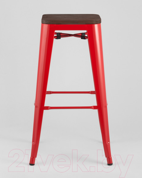 Изображение товара Табурет барный Stool Group Tolix Wood / YD-H765-W LG-03 (красный глянцевый/темное дерево)