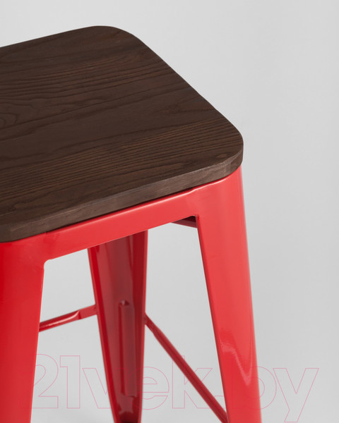 Изображение товара Табурет барный Stool Group Tolix Wood / YD-H765-W LG-03 (красный глянцевый/темное дерево)