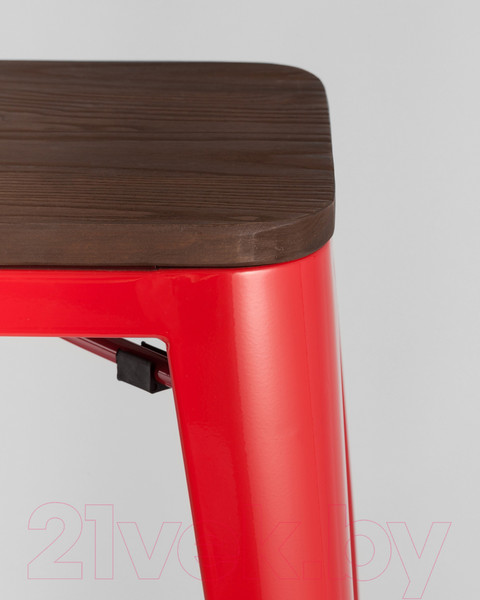Изображение товара Табурет барный Stool Group Tolix Wood / YD-H765-W LG-03 (красный глянцевый/темное дерево)