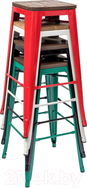 Изображение товара Табурет барный Stool Group Tolix Wood / YD-H765-W LG-01 (черный глянцевый/темное дерево)