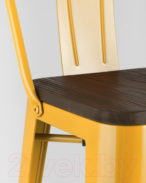Изображение товара Стул барный Stool Group Tolix со спинкой / YD-H765E-W LG-06 (желтый глянцевый/темное дерево)