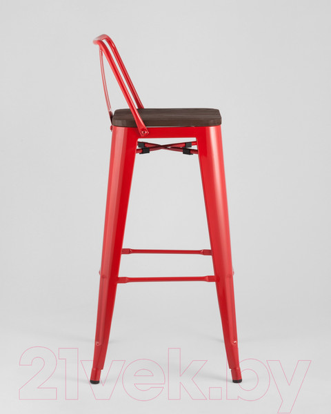 Изображение товара Стул барный Stool Group Tolix Wood со спинкой / YD-H765E-W LG-03 (красный глянцевый/темное дерево)