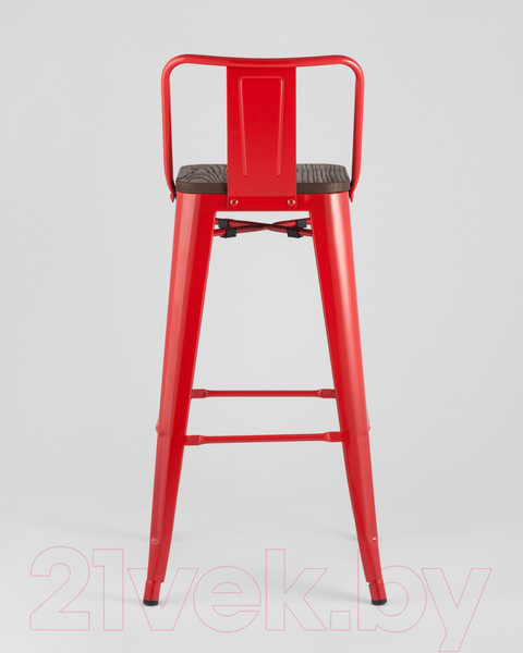 Изображение товара Стул барный Stool Group Tolix Wood со спинкой / YD-H765E-W LG-03 (красный глянцевый/темное дерево)