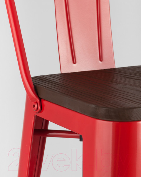 Изображение товара Стул барный Stool Group Tolix Wood со спинкой / YD-H765E-W LG-03 (красный глянцевый/темное дерево)