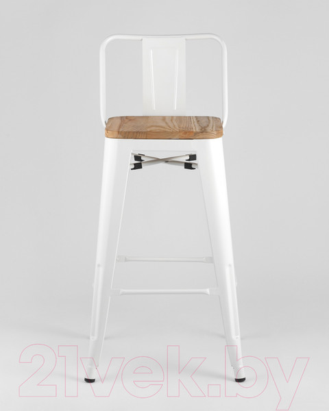 Изображение товара Стул барный Stool Group Tolix Wood со спинкой / YD-H765E-W LG-02 (белый глянцевый/светлое дерево)