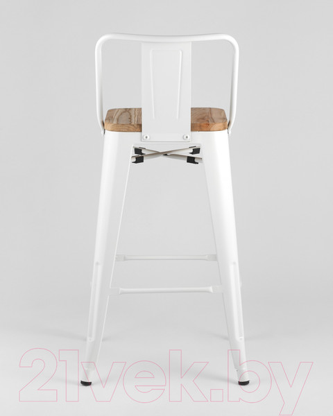 Изображение товара Стул барный Stool Group Tolix Wood со спинкой / YD-H765E-W LG-02 (белый глянцевый/светлое дерево)