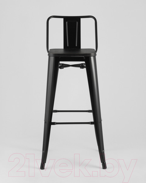 Изображение товара Стул барный Stool Group Tolix Wood со спинкой / YD-H765E-W LG-01 (черный глянцевый/темное дерево)