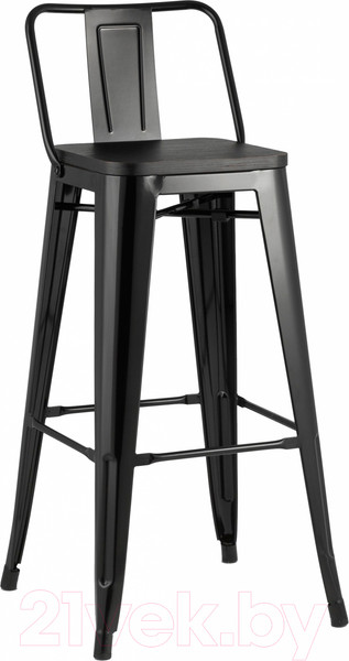 Изображение товара Стул барный Stool Group Tolix Wood со спинкой / YD-H765E-W LG-01 (черный глянцевый/темное дерево)