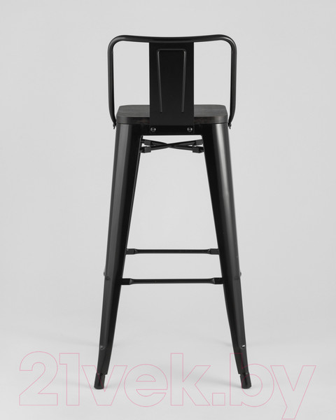 Изображение товара Стул барный Stool Group Tolix Wood со спинкой / YD-H765E-W LG-01 (черный глянцевый/темное дерево)