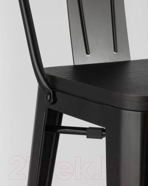 Изображение товара Стул барный Stool Group Tolix Wood со спинкой / YD-H765E-W LG-01 (черный глянцевый/темное дерево)