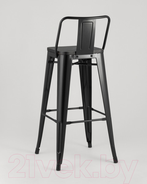 Изображение товара Стул барный Stool Group Tolix Wood со спинкой / YD-H765E-W LG-01 (черный глянцевый/темное дерево)