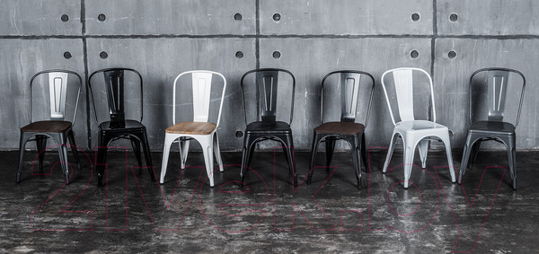 Изображение товара Стул Stool Group Tolix / YD-H440B-W MS-01-1 (черный/патина золото/темное дерево)