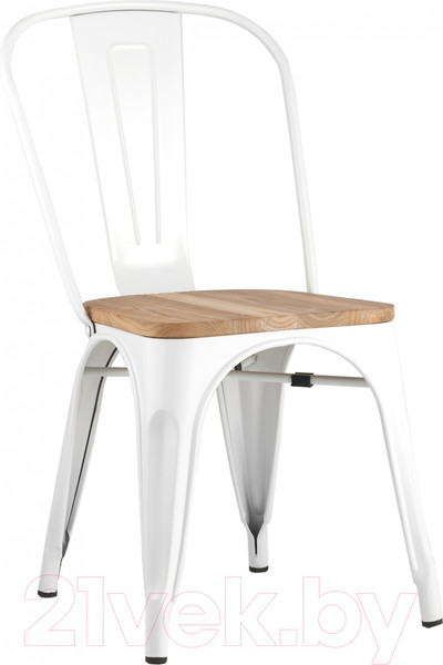 Изображение товара Стул Stool Group Tolix / YD-H440B-W LG-02 (белый глянцевый/светлое дерево)
