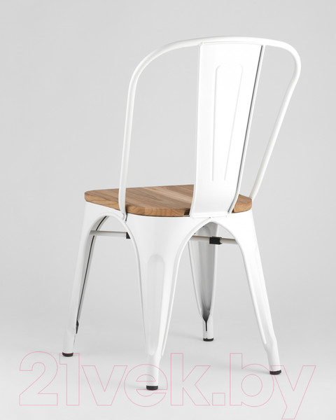 Изображение товара Стул Stool Group Tolix / YD-H440B-W LG-02 (белый глянцевый/светлое дерево)