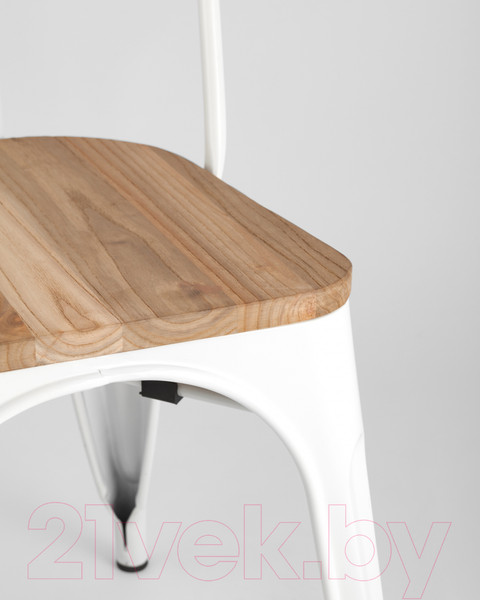 Изображение товара Стул Stool Group Tolix / YD-H440B-W LG-02 (белый глянцевый/светлое дерево)