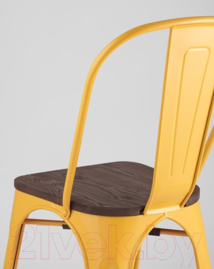 Изображение товара Стул Stool Group Tolix Wood / YD-H440B-W LG-06 (желтый глянцевый/темное дерево)