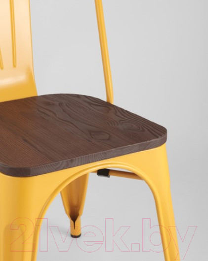Изображение товара Стул Stool Group Tolix Wood / YD-H440B-W LG-06 (желтый глянцевый/темное дерево)