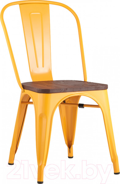Изображение товара Стул Stool Group Tolix Wood / YD-H440B-W LG-06 (желтый глянцевый/темное дерево)