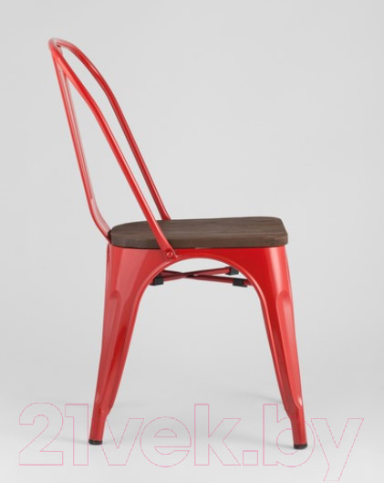 Изображение товара Стул Stool Group Tolix Wood / YD-H440B-W LG-03 (красный глянцевый/темное дерево)