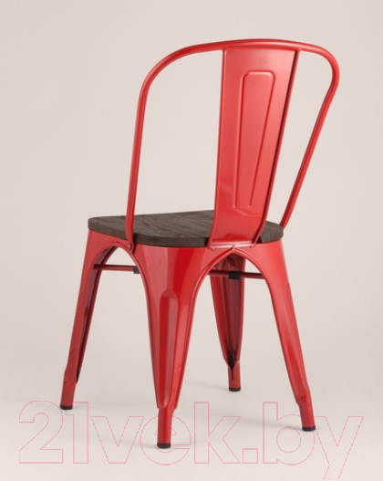 Изображение товара Стул Stool Group Tolix Wood / YD-H440B-W LG-03 (красный глянцевый/темное дерево)