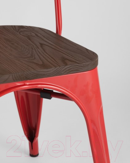 Изображение товара Стул Stool Group Tolix Wood / YD-H440B-W LG-03 (красный глянцевый/темное дерево)