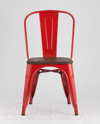 Изображение товара Стул Stool Group Tolix Wood / YD-H440B-W LG-03 (красный глянцевый/темное дерево)