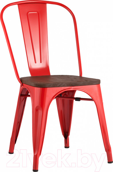 Изображение товара Стул Stool Group Tolix Wood / YD-H440B-W LG-03 (красный глянцевый/темное дерево)