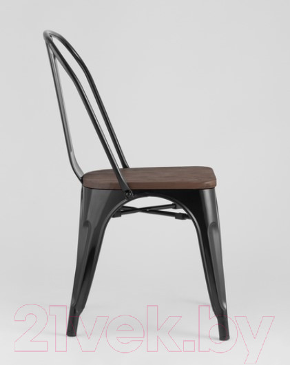 Изображение товара Стул Stool Group Tolix Wood / YD-H440B-W LG-01 (черный глянцевый/темное дерево)
