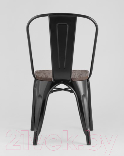 Изображение товара Стул Stool Group Tolix Wood / YD-H440B-W LG-01 (черный глянцевый/темное дерево)