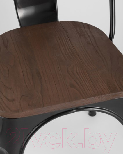 Изображение товара Стул Stool Group Tolix Wood / YD-H440B-W LG-01 (черный глянцевый/темное дерево)