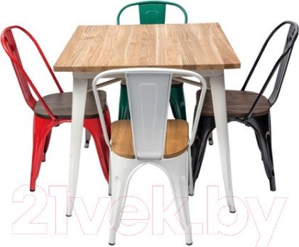 Изображение товара Стул Stool Group Tolix Wood / YD-H440B-W LG-03 (красный глянцевый/темное дерево)