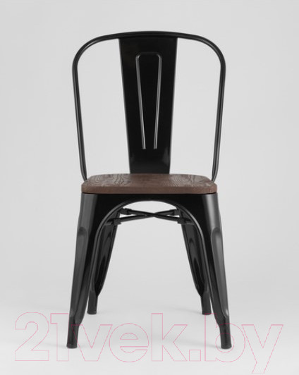 Изображение товара Стул Stool Group Tolix Wood / YD-H440B-W LG-01 (черный глянцевый/темное дерево)