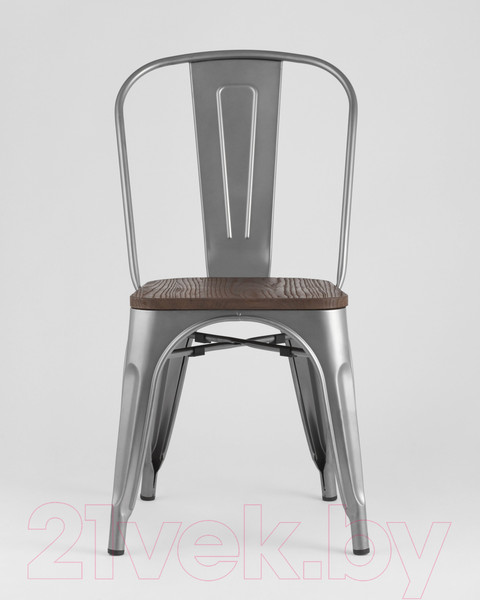 Изображение товара Стул Stool Group Tolix Wood / YD-H440B-W YG-15 (серебристый матовый/темное дерево)