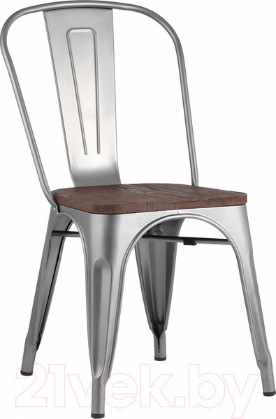 Изображение товара Стул Stool Group Tolix Wood / YD-H440B-W YG-15 (серебристый матовый/темное дерево)