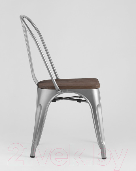 Изображение товара Стул Stool Group Tolix Wood / YD-H440B-W YG-15 (серебристый матовый/темное дерево)