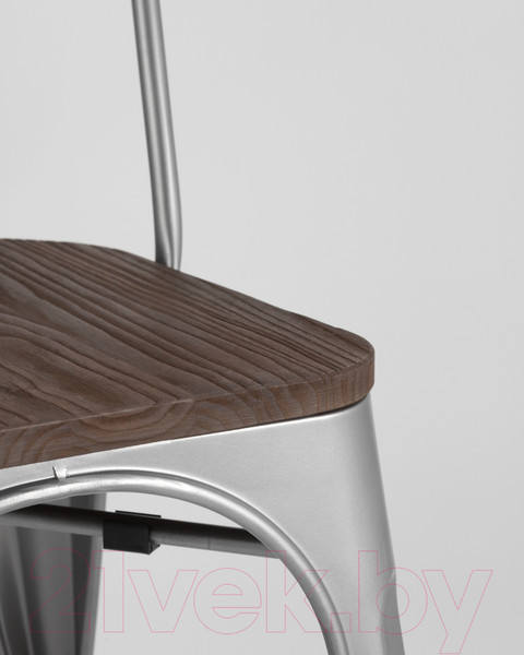 Изображение товара Стул Stool Group Tolix Wood / YD-H440B-W YG-15 (серебристый матовый/темное дерево)